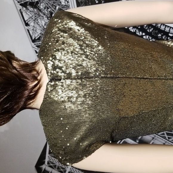 Ted Baker Gold-sequined Fitted Little Black Dress / Sz XS - Picture 10 of 17